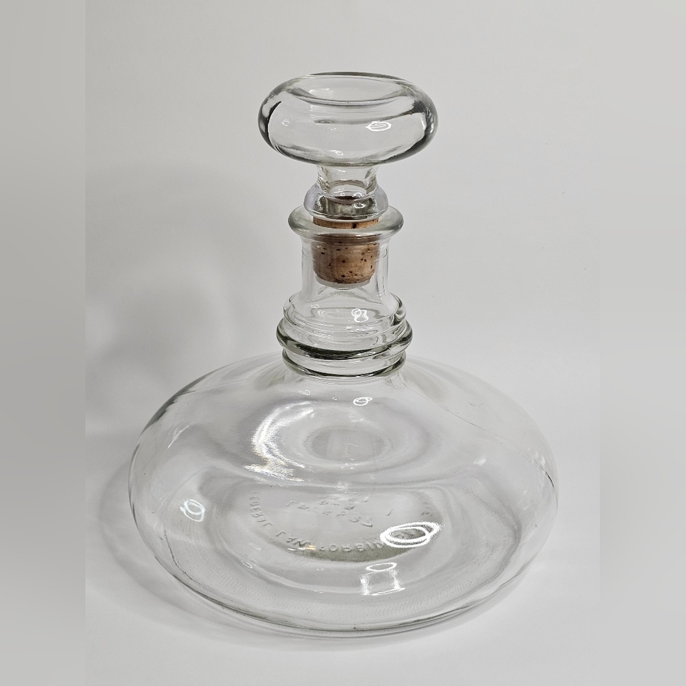 Vtg Captain's Ship Decanter Liquor Rum Brandy Glass Bottle & Stopper Cork Insert